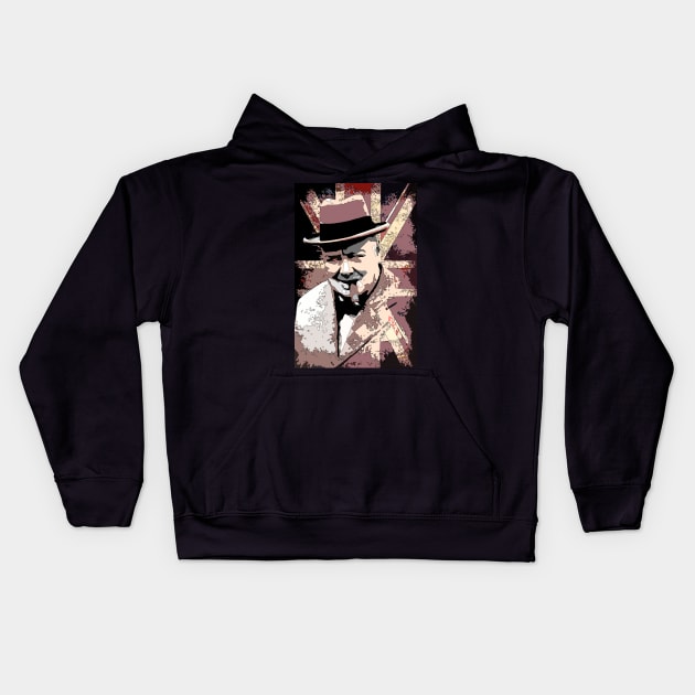 Sir Winston Churchill Kids Hoodie by oryan80